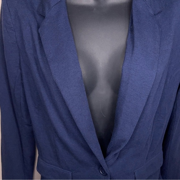 Small Company Ellen Tracy Blue Stretch Lined Blazer Womens Button Closure - Picture 7 of 14